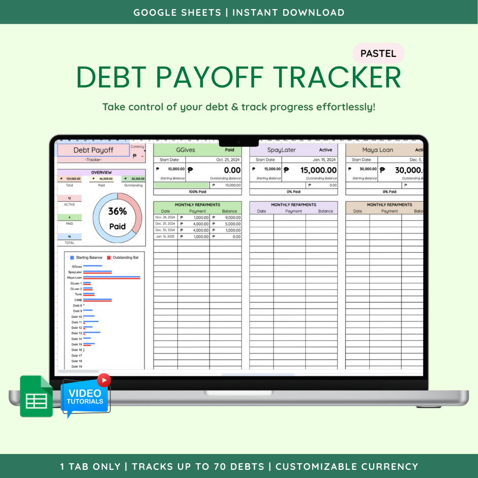 Debt Payoff Tracker (Google Sheet Template) preview