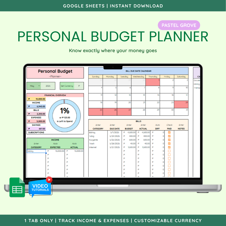 Personal Budget Planner (Google Sheet Template) preview