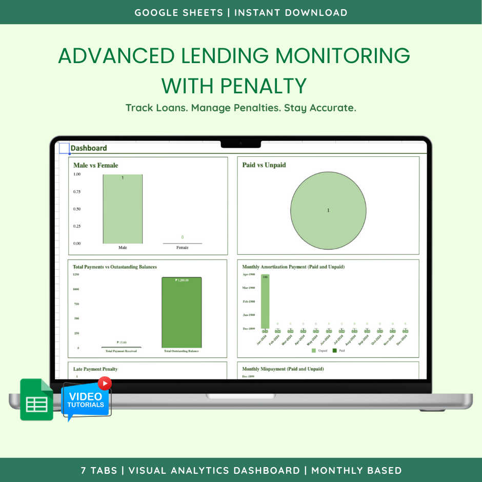 Advanced Lending Monitoring with Penalty (Google Sheet Template) preview