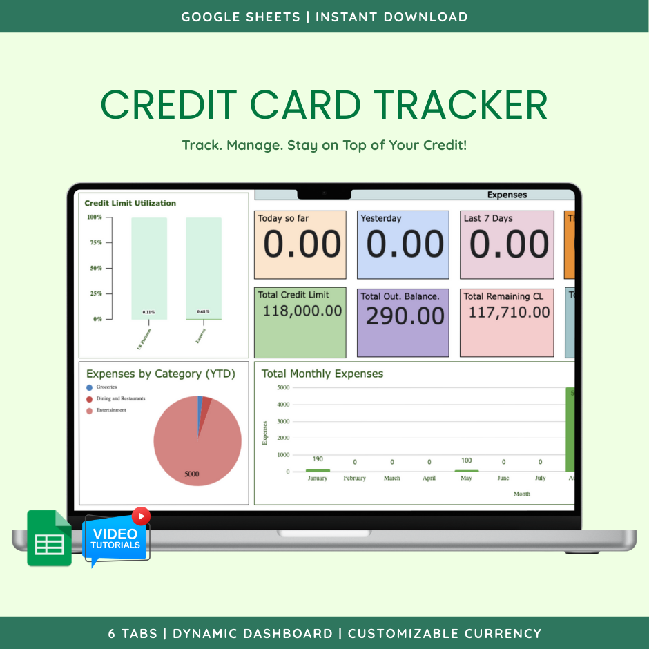 Credit Card Tracker (Google Sheet Template) preview