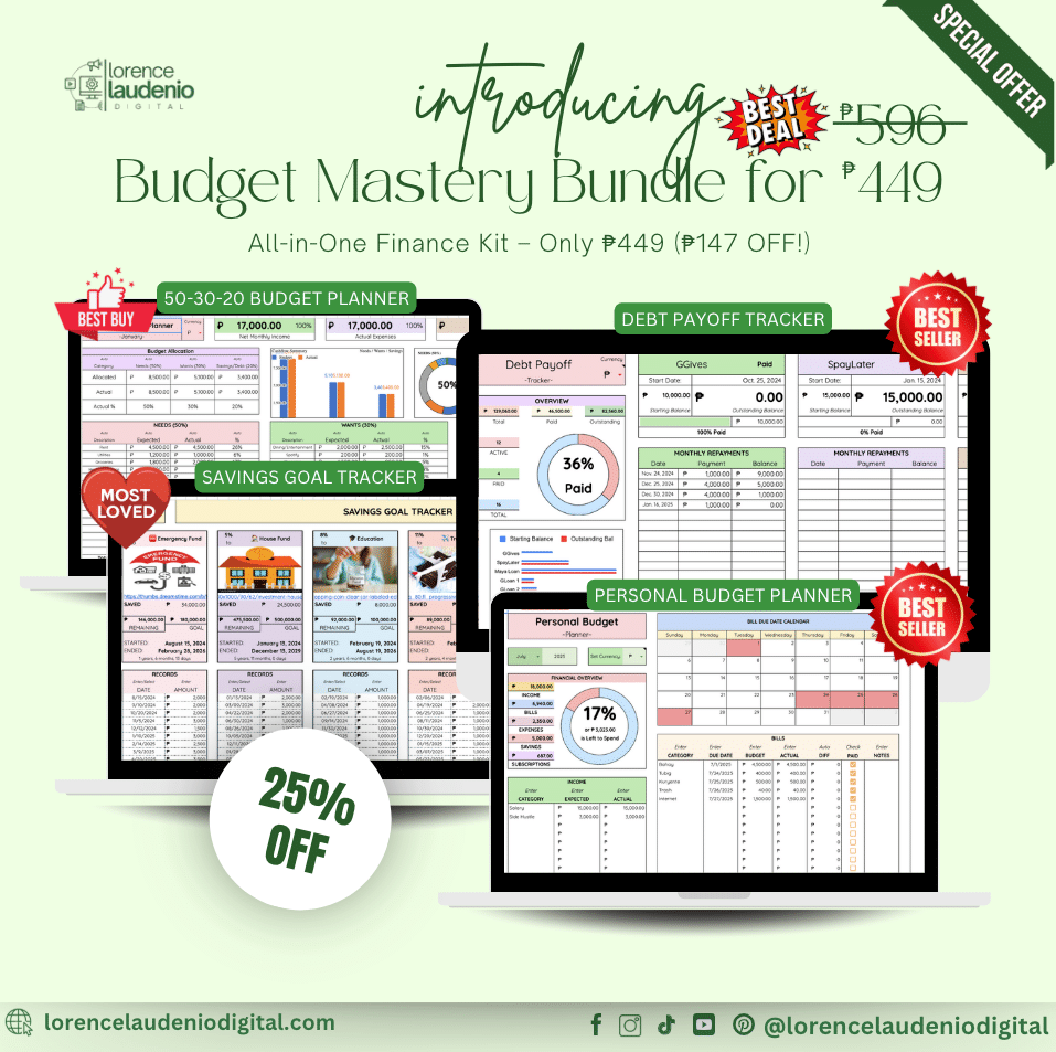 Budget Mastery Bundle: Debt Payoff, Personal Budget, Savings Goal & 50/30/20 Trackers – 24.7% Off! preview