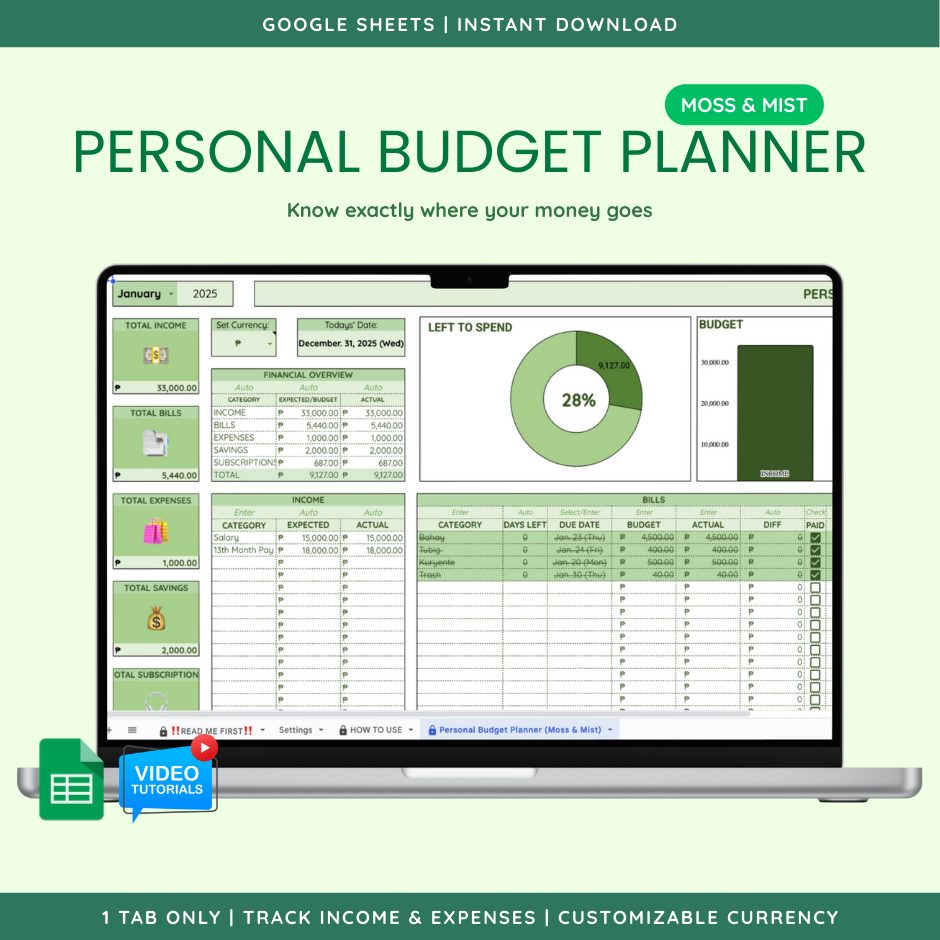 Personal Budget Planner (Google Sheet Template)