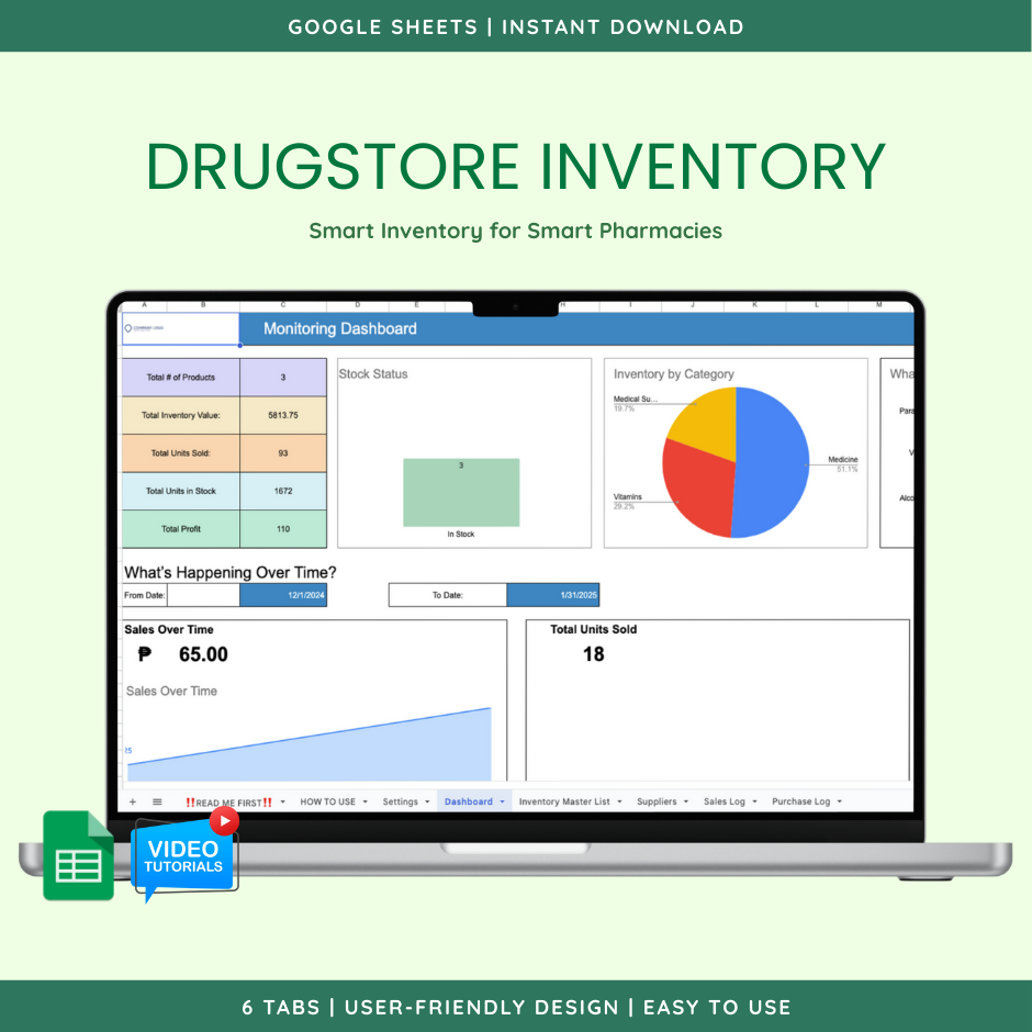Drugstore Inventory (Google Sheet Template) preview