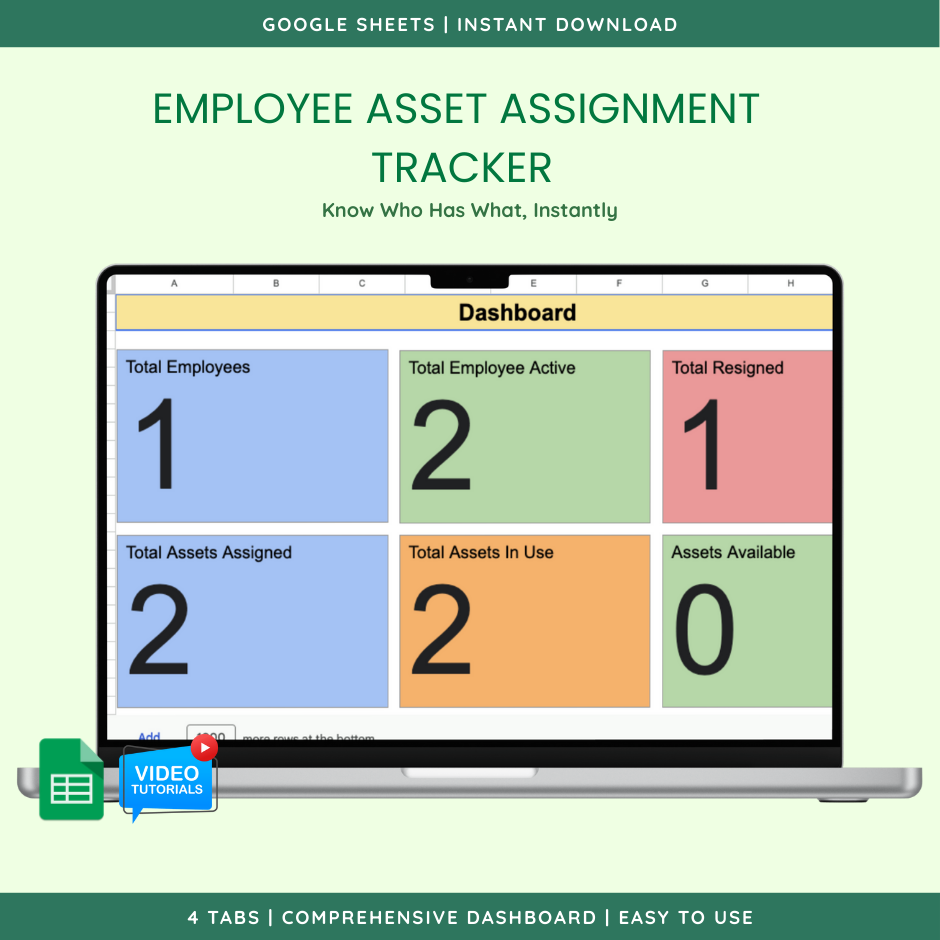 Employee Asset Assignment Tracker (Google Sheet Template) preview