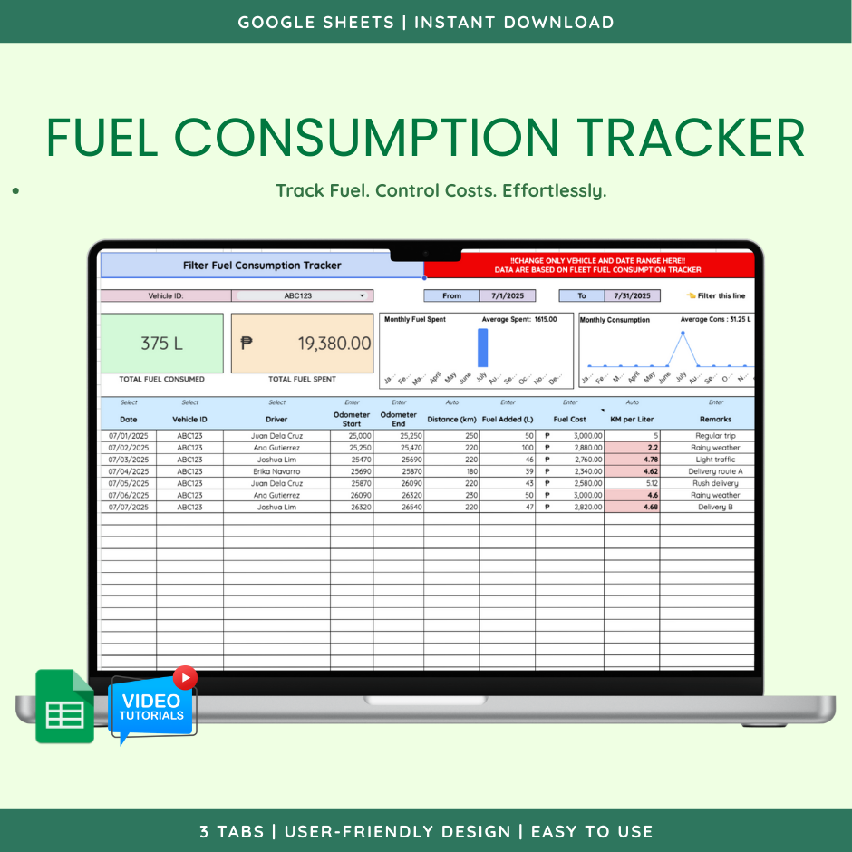 Fuel Consumption Tracker (Google Sheet Template) preview