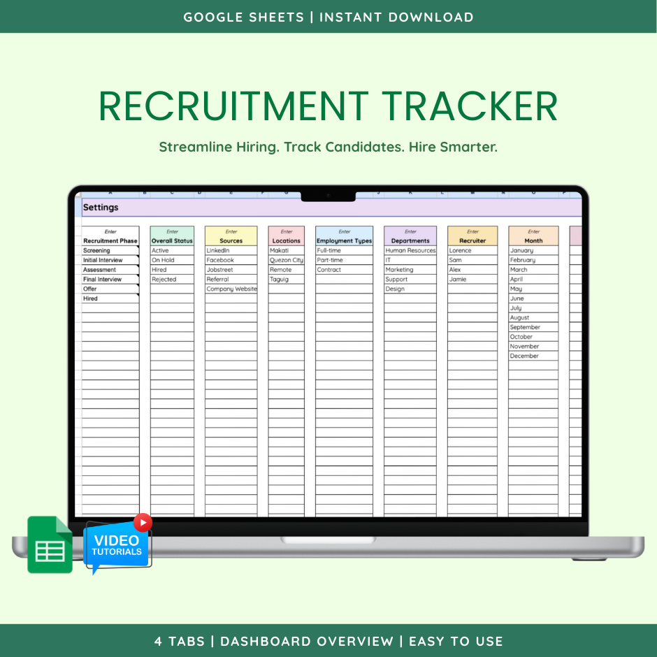 Recruitment Tracker (Google Sheet Template) — view 3