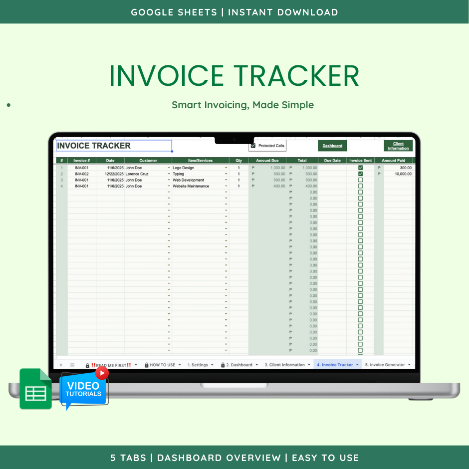 Invoice (Google Sheet Template) — view 2