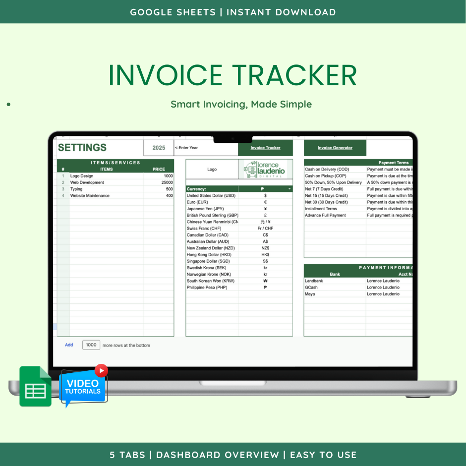 Invoice (Google Sheet Template) — view 4