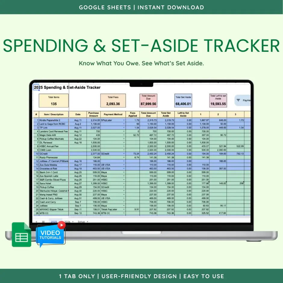 Spending & Set-Aside Tracker (Google Sheet Template) preview