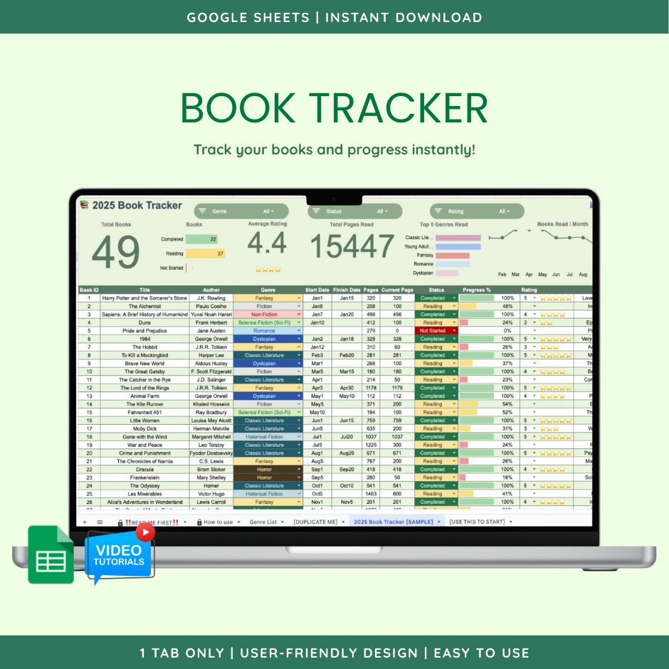 Book Tracker (Google Sheet Template) preview