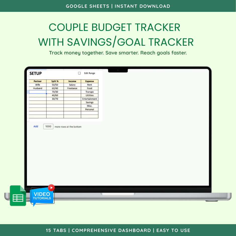 Couple Budget Tracker with Savings & Goals (Google Sheets Template) — view 3