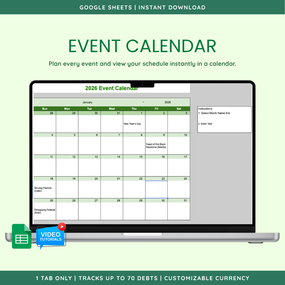 Event Calendar (Google Sheet Template) preview